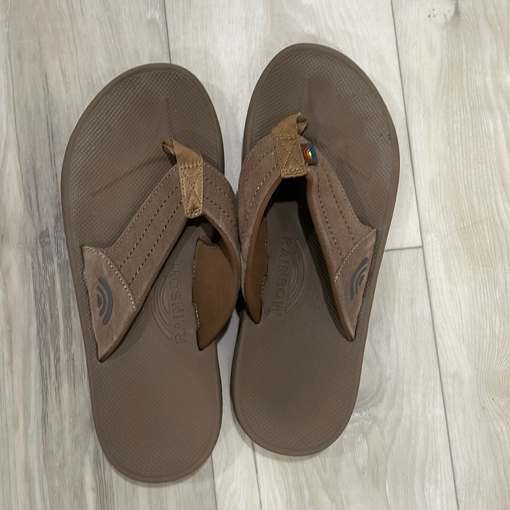 Rainbow Sandals, men’s, molded rubber, brown. Size 12